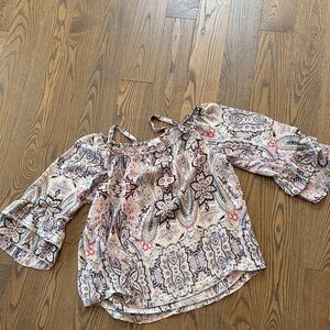 Parker Cream Multi Off-the-Shoulder Paisley Blouse